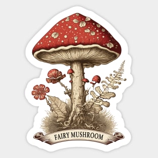 Vintage Fairy Mushroom Christmas Sticker